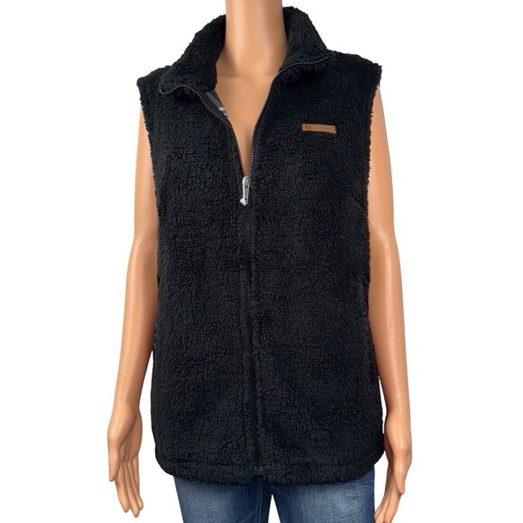 Sage Collective Sherpa Vest Jacket Womens Medium Black Fleece Lining Sleeveless - Picture 1 of 9
